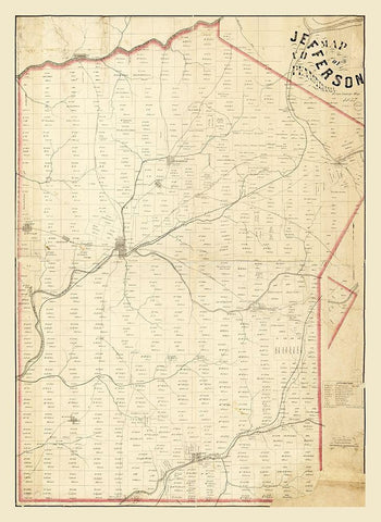 Jefferson County Pennsylvania - Gillespie 1857 White Modern Wood Framed Art Print with Double Matting by Gillespie