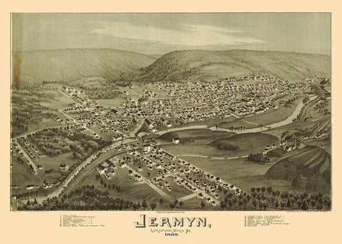 Jermyn Pennsylvania - Fowler 1889 White Modern Wood Framed Art Print with Double Matting by Fowler