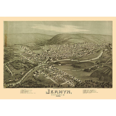 Jermyn Pennsylvania - Fowler 1889 Black Modern Wood Framed Art Print with Double Matting by Fowler