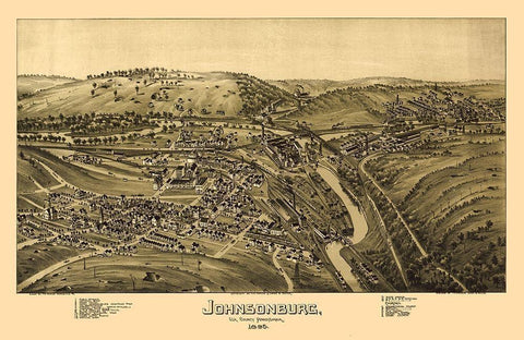Johnsonburg Pennsylvania - Fowler 1895 White Modern Wood Framed Art Print with Double Matting by Fowler