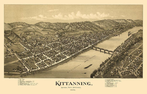Kittanning Pennsylvania - Fowler 1896 Black Ornate Wood Framed Art Print with Double Matting by Fowler
