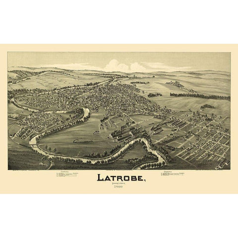 Latrobe Pennsylvania - Fowler 1900 Black Modern Wood Framed Art Print with Double Matting by Fowler