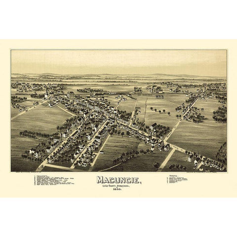 Macungie Pennsylvania - Fowler 1893 Gold Ornate Wood Framed Art Print with Double Matting by Fowler