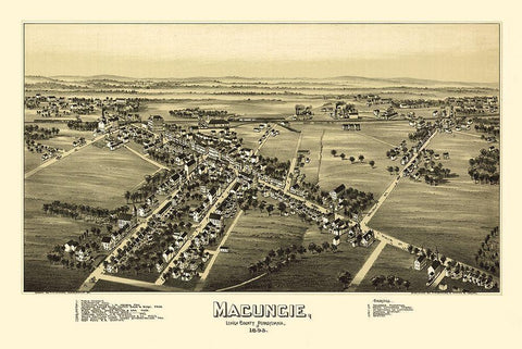 Macungie Pennsylvania - Fowler 1893 Black Ornate Wood Framed Art Print with Double Matting by Fowler