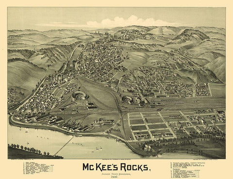 McKees Rocks Pennsylvania - Fowler 1901 White Modern Wood Framed Art Print with Double Matting by Fowler