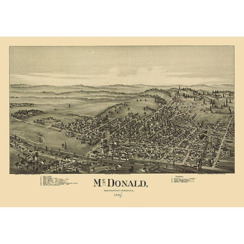 McDonald Pennsylvania - Fowler 1897 Gold Ornate Wood Framed Art Print with Double Matting by Fowler