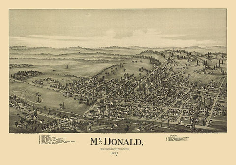 McDonald Pennsylvania - Fowler 1897 Black Ornate Wood Framed Art Print with Double Matting by Fowler