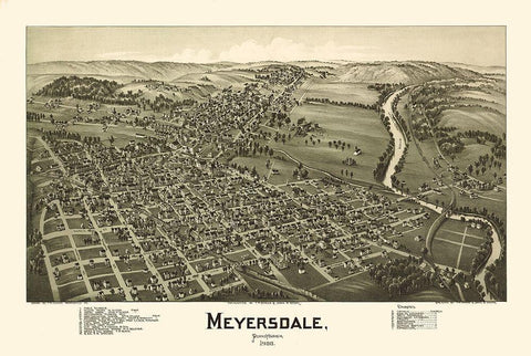 Meyersdale Pennsylvania - Fowler 1900 White Modern Wood Framed Art Print with Double Matting by Fowler
