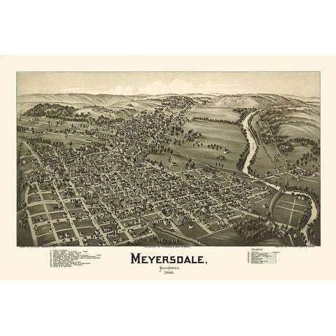 Meyersdale Pennsylvania - Fowler 1900 Black Modern Wood Framed Art Print with Double Matting by Fowler