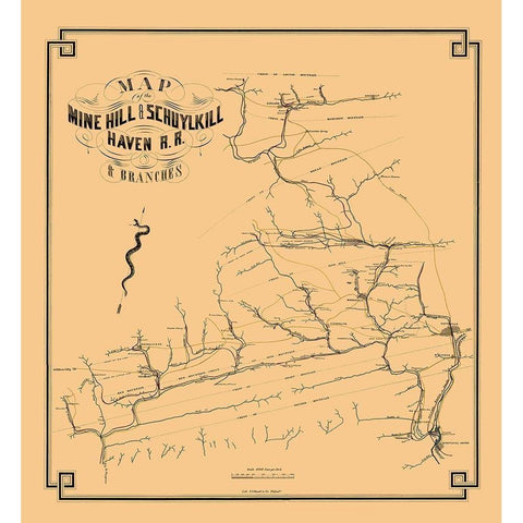 Mine Hill and Schuylkill Haven Railroad 1857 Black Modern Wood Framed Art Print with Double Matting by Duval