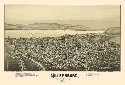 Millersburg Pennsylvania - Fowler 1894 Black Ornate Wood Framed Art Print with Double Matting by Fowler