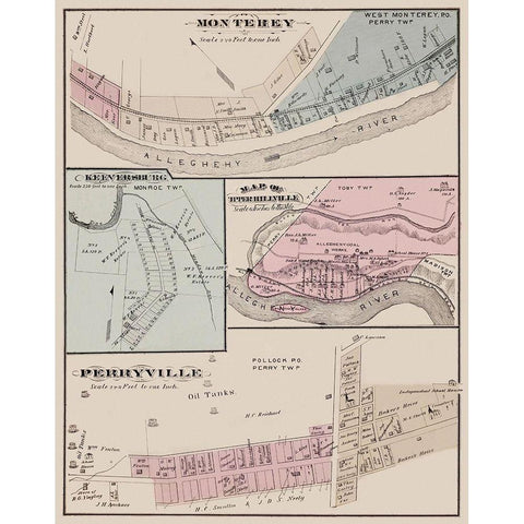 Monterey Keeversburg Upper Hillville Pennsylvania Black Modern Wood Framed Art Print with Double Matting by Caldwell