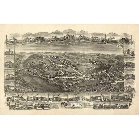 Mohnsville Pennsylvania - Bailey 1898 Black Modern Wood Framed Art Print with Double Matting by Bailey