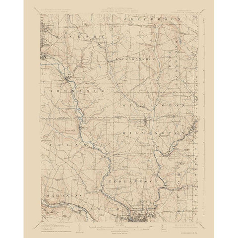 Neshannock Pennsylvania Quad - USGS 1907 White Modern Wood Framed Art Print by USGS
