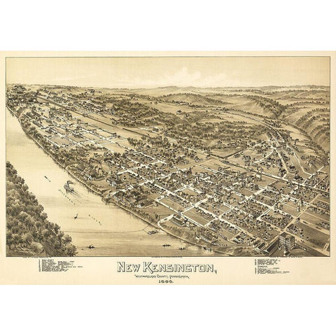 New Kensington Pennsylvania - Fowler 1896 White Modern Wood Framed Art Print by Fowler