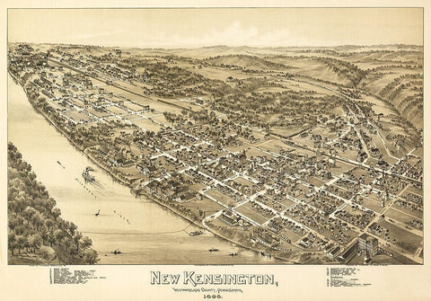 New Kensington Pennsylvania - Fowler 1896 Black Ornate Wood Framed Art Print with Double Matting by Fowler