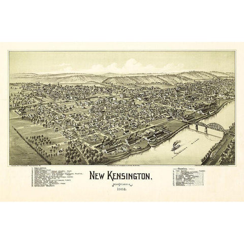 New Kensington Pennsylvania - Fowler 1902 Gold Ornate Wood Framed Art Print with Double Matting by Fowler