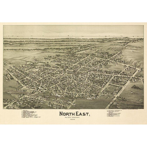 North East Pennsylvania - Fowler 1896 White Modern Wood Framed Art Print by Fowler