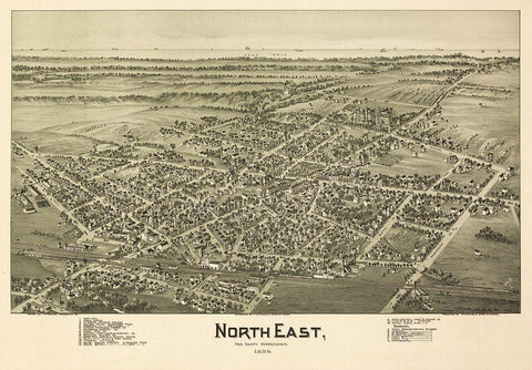 North East Pennsylvania - Fowler 1896 Black Ornate Wood Framed Art Print with Double Matting by Fowler