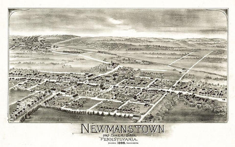 Newmanstown Sheridan Pennsylvania - Bailey 1898 Black Ornate Wood Framed Art Print with Double Matting by Bailey
