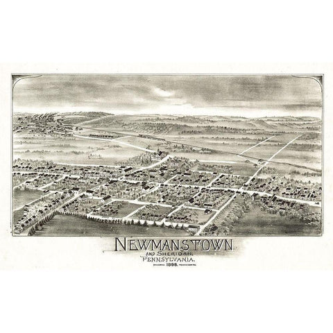 Newmanstown Sheridan Pennsylvania - Bailey 1898 Black Modern Wood Framed Art Print with Double Matting by Bailey