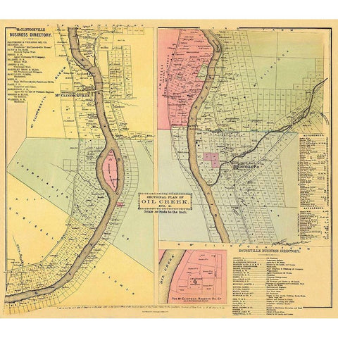 Oil Creek, Section 2 Pennsylvania Landowner Black Modern Wood Framed Art Print by Mayer
