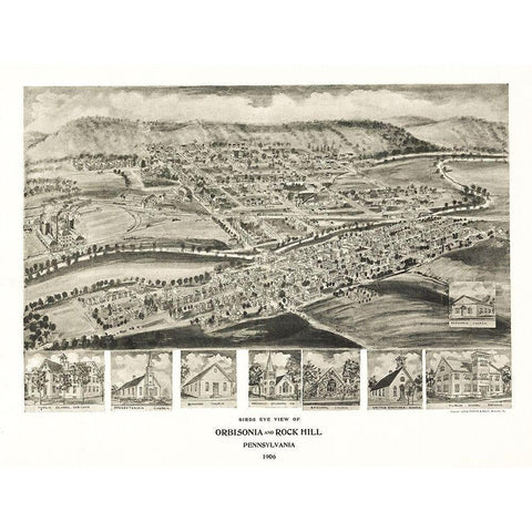 Orbisonia Pennsylvania - Fowler 1906 Black Modern Wood Framed Art Print by Fowler