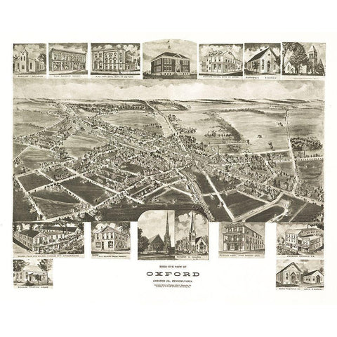 Oxford Pennsylvania - Fowler 1907 White Modern Wood Framed Art Print by Fowler