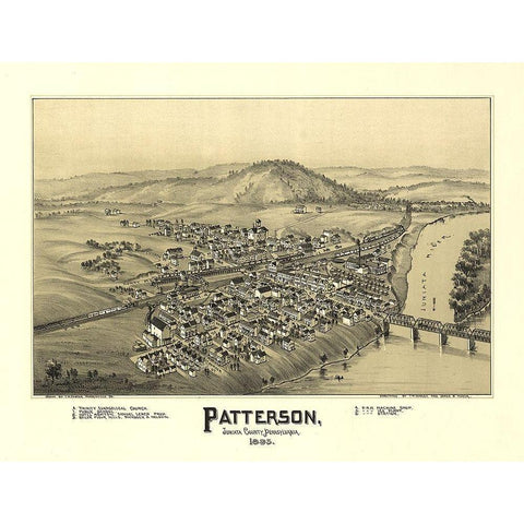 Patterson Pennsylvania - Fowler 1895 White Modern Wood Framed Art Print by Fowler