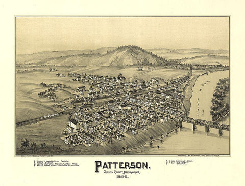 Patterson Pennsylvania - Fowler 1895 Black Ornate Wood Framed Art Print with Double Matting by Fowler
