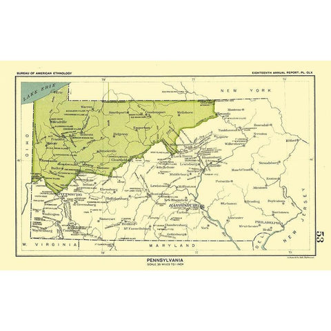 Pennsylvania - Hoen 1896 Gold Ornate Wood Framed Art Print with Double Matting by Hoen