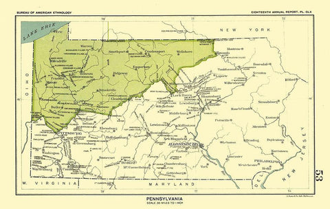 Pennsylvania - Hoen 1896 White Modern Wood Framed Art Print with Double Matting by Hoen