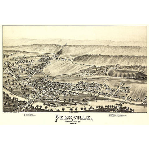 Peckville Pennsylvania - Fowler 1892 White Modern Wood Framed Art Print by Fowler