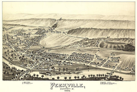Peckville Pennsylvania - Fowler 1892 Black Ornate Wood Framed Art Print with Double Matting by Fowler