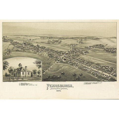 Pennsburg Pennsylvania - Fowler 1894 White Modern Wood Framed Art Print by Fowler