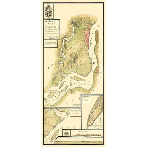 Philadelphia Pennsylvania Survey - Howe 1777 Black Modern Wood Framed Art Print by Howe