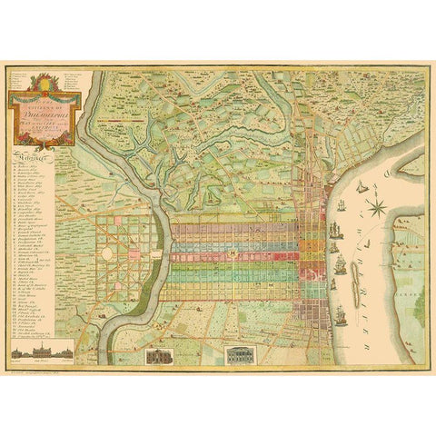 Philadelphia Pennsylvania Landowner - Varle 1802 Black Modern Wood Framed Art Print with Double Matting by Varle
