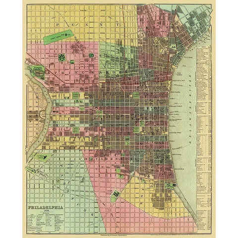 Philadelphia Pennsylvania - Tanner 1836 White Modern Wood Framed Art Print by Tanner