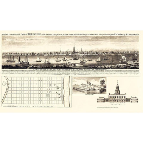 Philadelphia Pennsylvania - Jefferys 1756 Black Modern Wood Framed Art Print with Double Matting by Jefferys