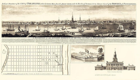 Philadelphia Pennsylvania - Jefferys 1756 Black Ornate Wood Framed Art Print with Double Matting by Jefferys