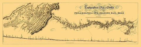 Philadelphia and Reading Railroad - Osborne 1838 Black Ornate Wood Framed Art Print with Double Matting by Osborne