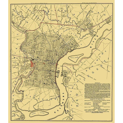 Philadelphia Railroad Plan 2 - Hoxsie 1858 White Modern Wood Framed Art Print by Hoxsie