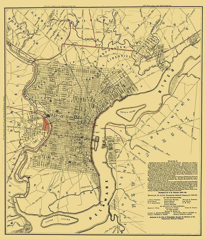 Philadelphia Railroad Plan 2 - Hoxsie 1858 Black Ornate Wood Framed Art Print with Double Matting by Hoxsie