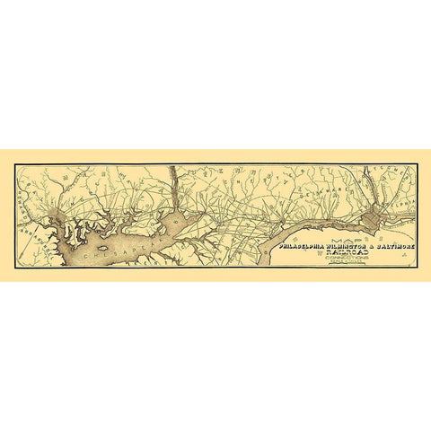 Philadelphia, Wilmington, Baltimore Railroad 1850 Black Modern Wood Framed Art Print by Larkin