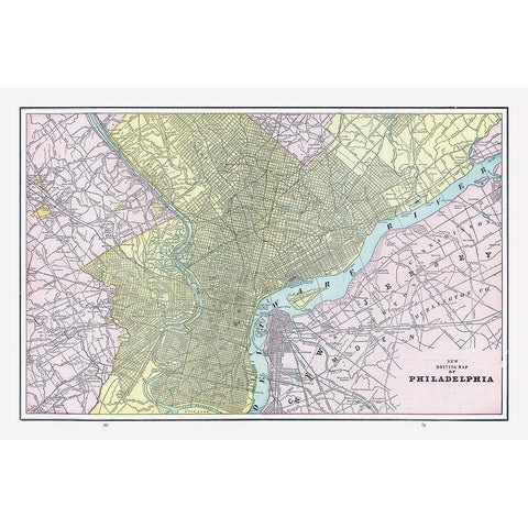 Philadelphia Pennsylvania - Cram 1892 Black Modern Wood Framed Art Print with Double Matting by Cram