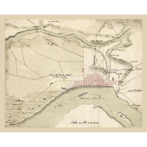 Philadelphia Pennsylvania -1778 Black Modern Wood Framed Art Print with Double Matting by Unknown