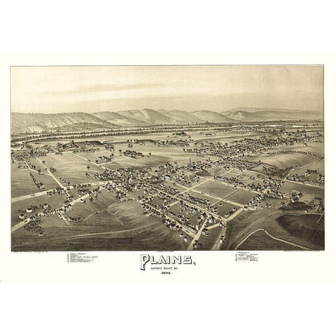 Plains Pennsylvania - Fowler 1892 White Modern Wood Framed Art Print by Fowler