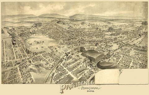 Providence Pennsylvania -1892 Black Ornate Wood Framed Art Print with Double Matting by Unknown