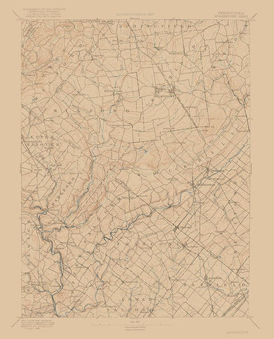 Pennsylvania Quakertown Sheet - USGS 1888 Black Ornate Wood Framed Art Print with Double Matting by USGS