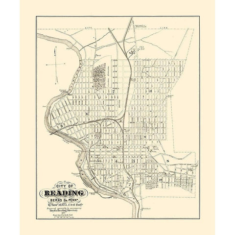 Reading Pennsylvania - Boyd 1877 White Modern Wood Framed Art Print by Boyd